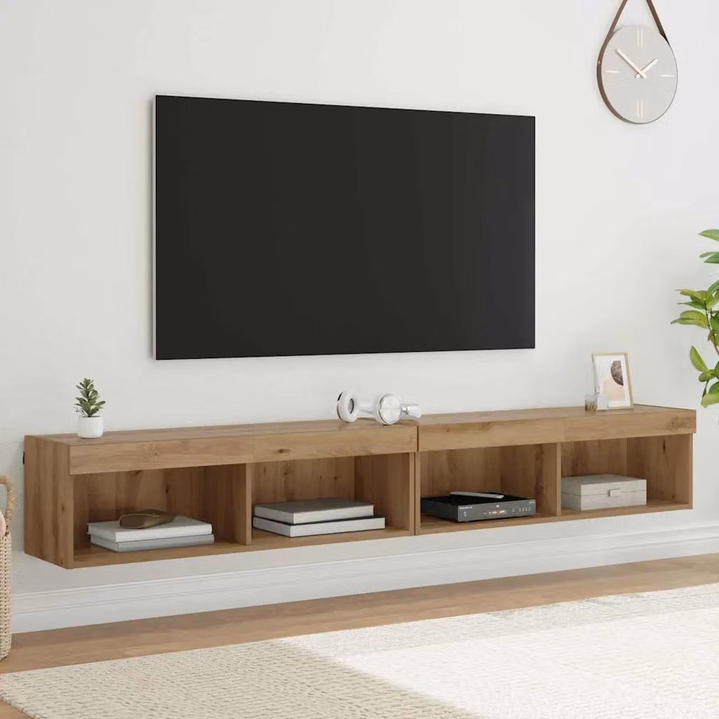 Set di 2 mobili TV moderni vidaXL in legno ingegnerizzato color rovere artigianale marrone opaco