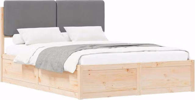 Letto matrimoniale | Letto per adulti | Letto con Testiera Rivestita Grigio chiaro 160 x 200 cm