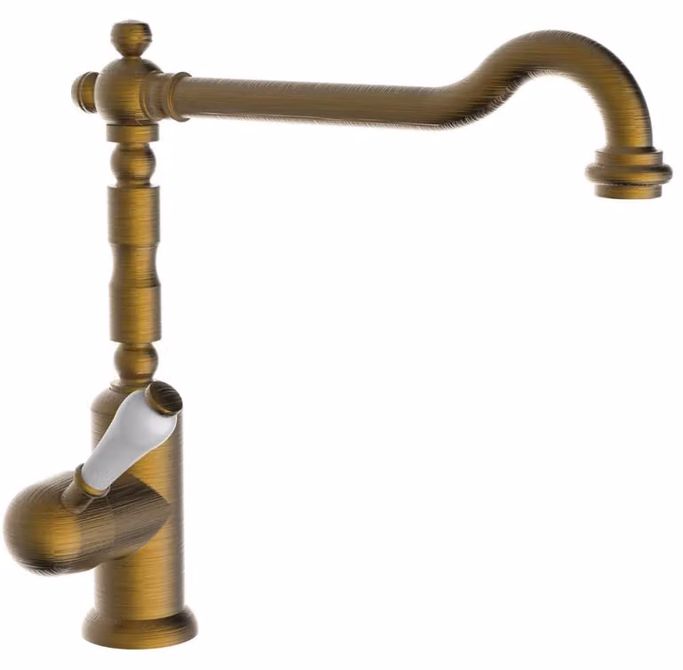 Miscelatore per lavabo in stile retrò, in ottone, con bocchetta alta, a due manopole, 28 cm