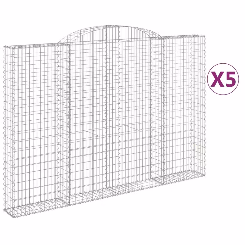 Set di 5 Cesti Gabbioni ad Arco Videx in Acciaio Zincato Argento L: 300 cm, P: 30 cm, H: 200-220 cm – 2