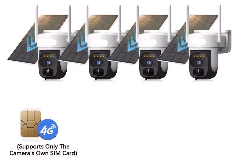 Telecamera di sicurezza da esterno – Telecamera solare wireless 4G – Immagine HD 1296p – Rilevamento del movimento