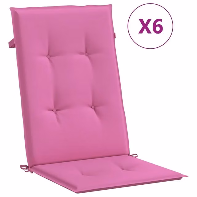 Set di 6 cuscini per sedia rettangolari DESIGN IN in tessuto rosa idrorepellente e resistente ai raggi UV con imbottitura in schiuma