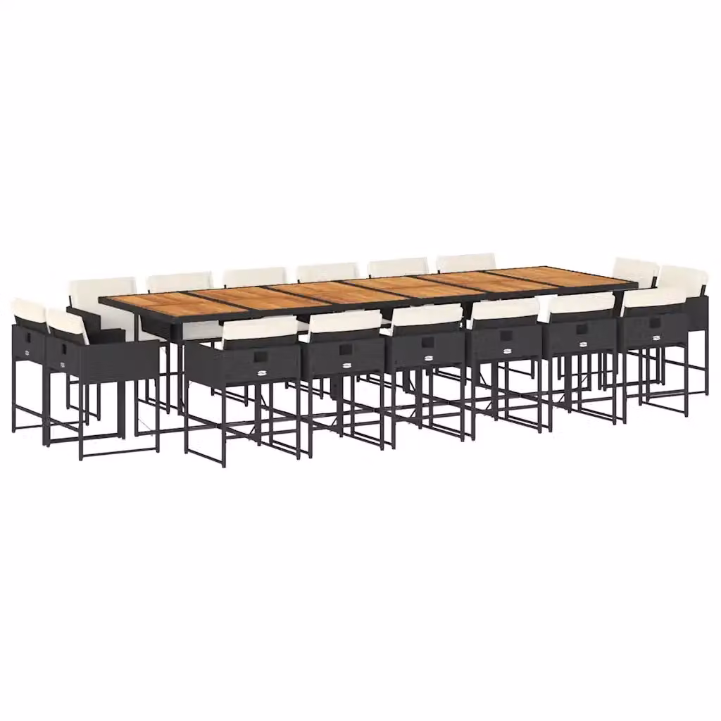 Set da pranzo da giardino vidaXL in polyrattan e legno di acacia nero e bianco con 17 pezzi – 2