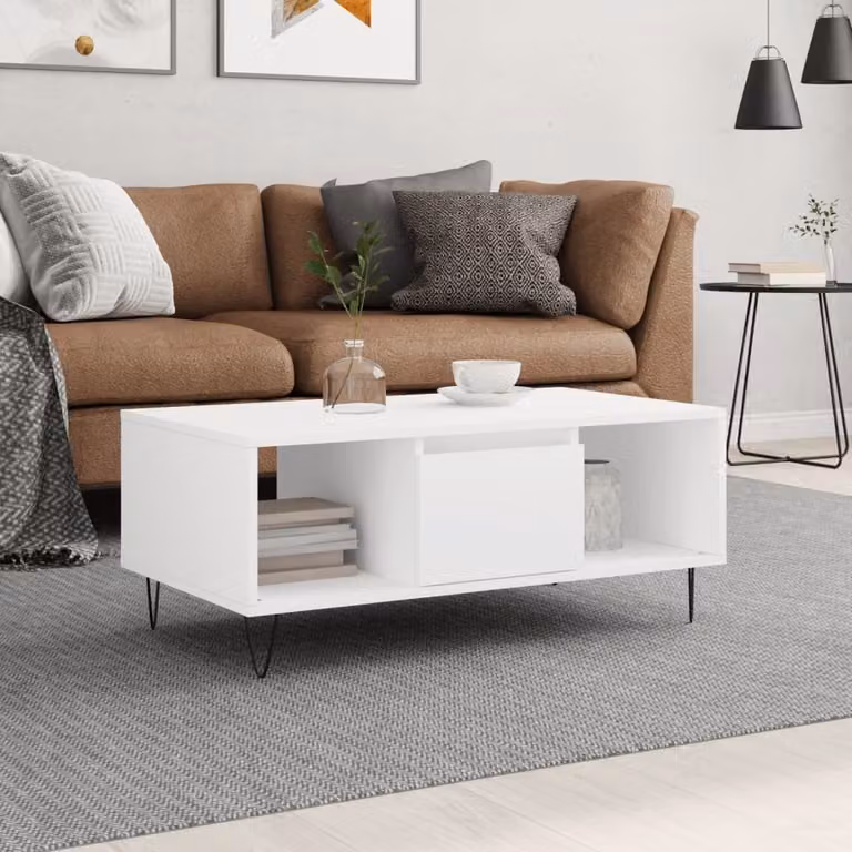Maison Exclusive - Tavolino bianco 90x50x36,5 cm Materiale ligneo