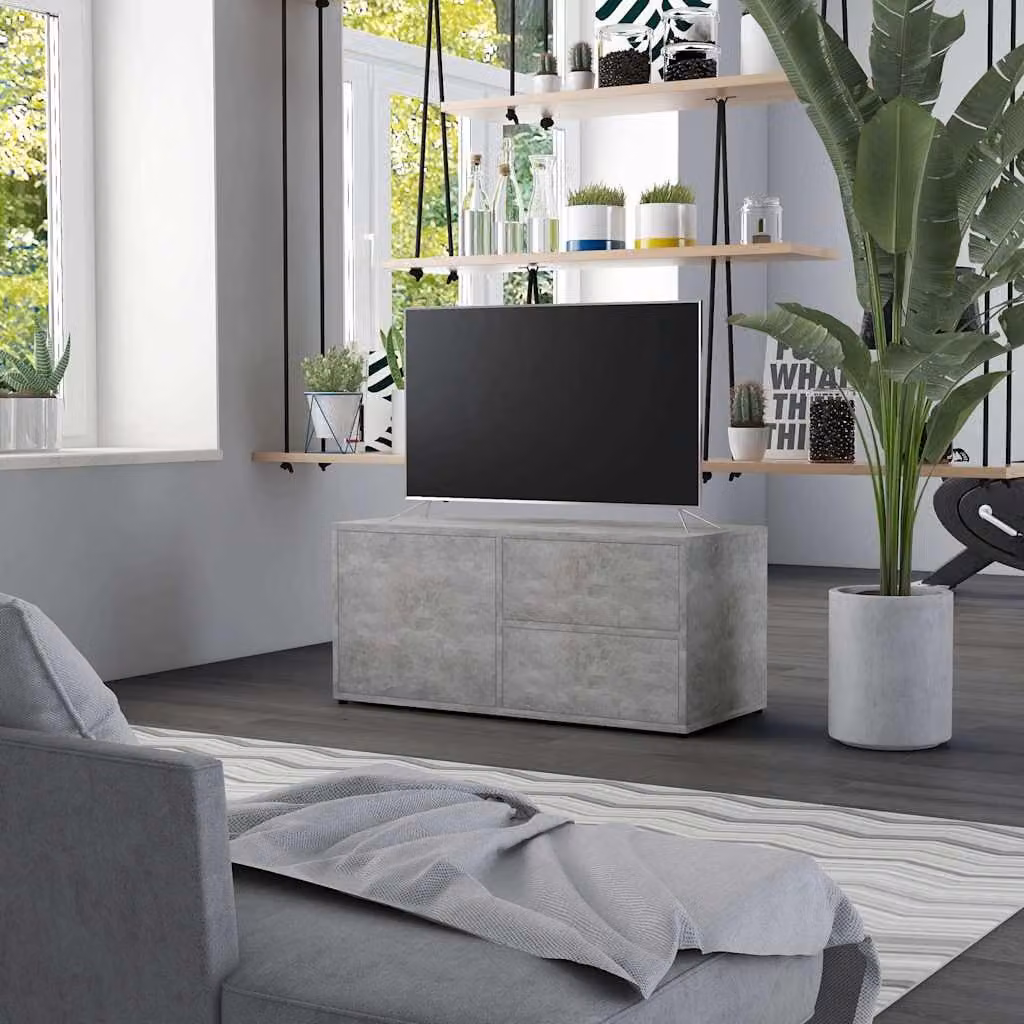 vidaXL Mobile Porta TV Grigio Cemento in Legno e MDF L: 80 cm, P: 34 cm, H: 36 cm