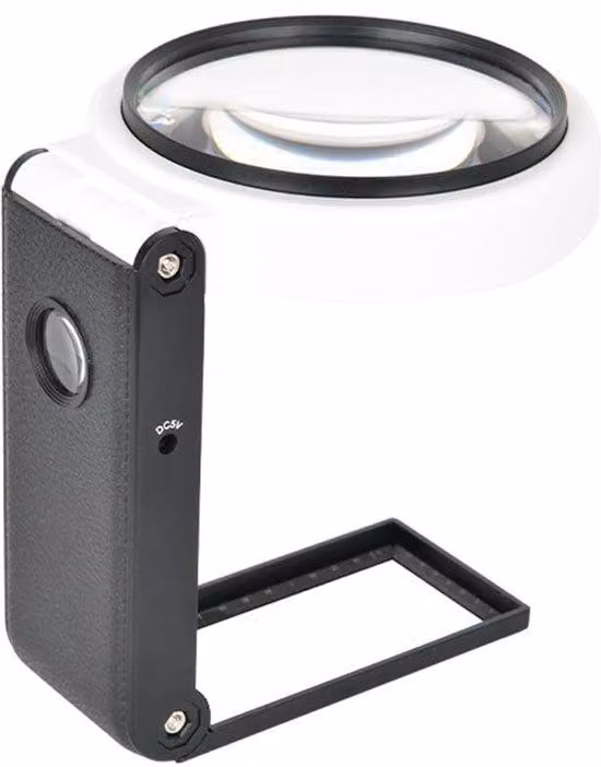 Lente d'ingrandimento pieghevole Unyqoos® – Ingrandimento da 10 a 25x, 32 LED e 3 modalità di illuminazione, supporto da tavolo, lente antigraffio, alimentazione tramite USB o 3 batterie AAA, ideale per collezionisti di monete e artigiani