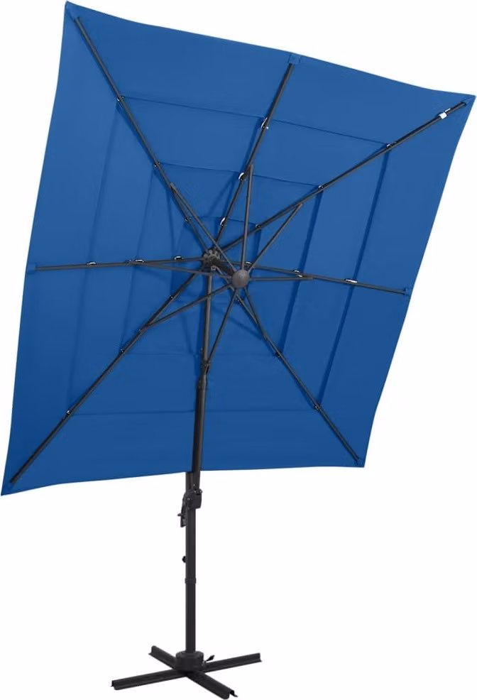 The Living Store Ombrellone con palo in alluminio a 4 strati azzurro 250x250 cm