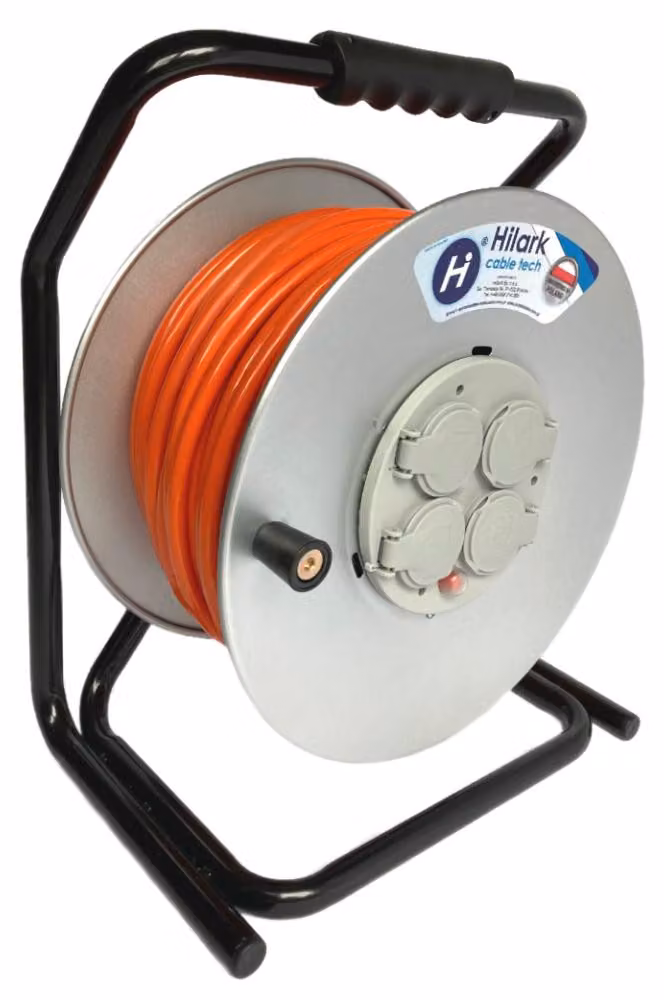 Prolunga H07BQ-F 3x2,5 – Prolunga in PUR su avvolgicavo metallico arancione da 3 m
