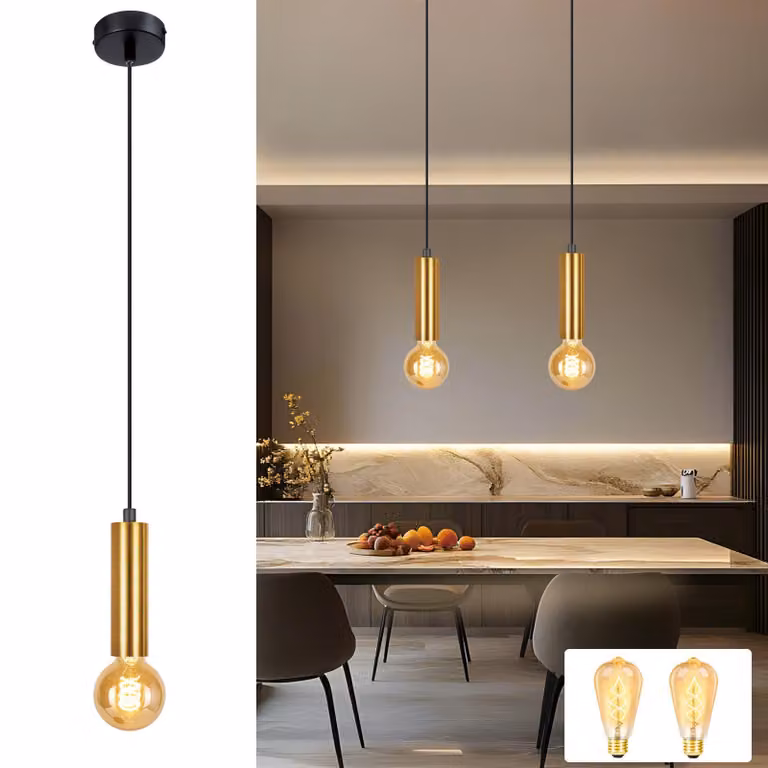 ZMH 1 fiamma ciondolo tavolo da pranzo lampada a sospensione lampada E27 oro nero lampada da comodino lampada da sala da pranzo appeso lampada da cucina industriale