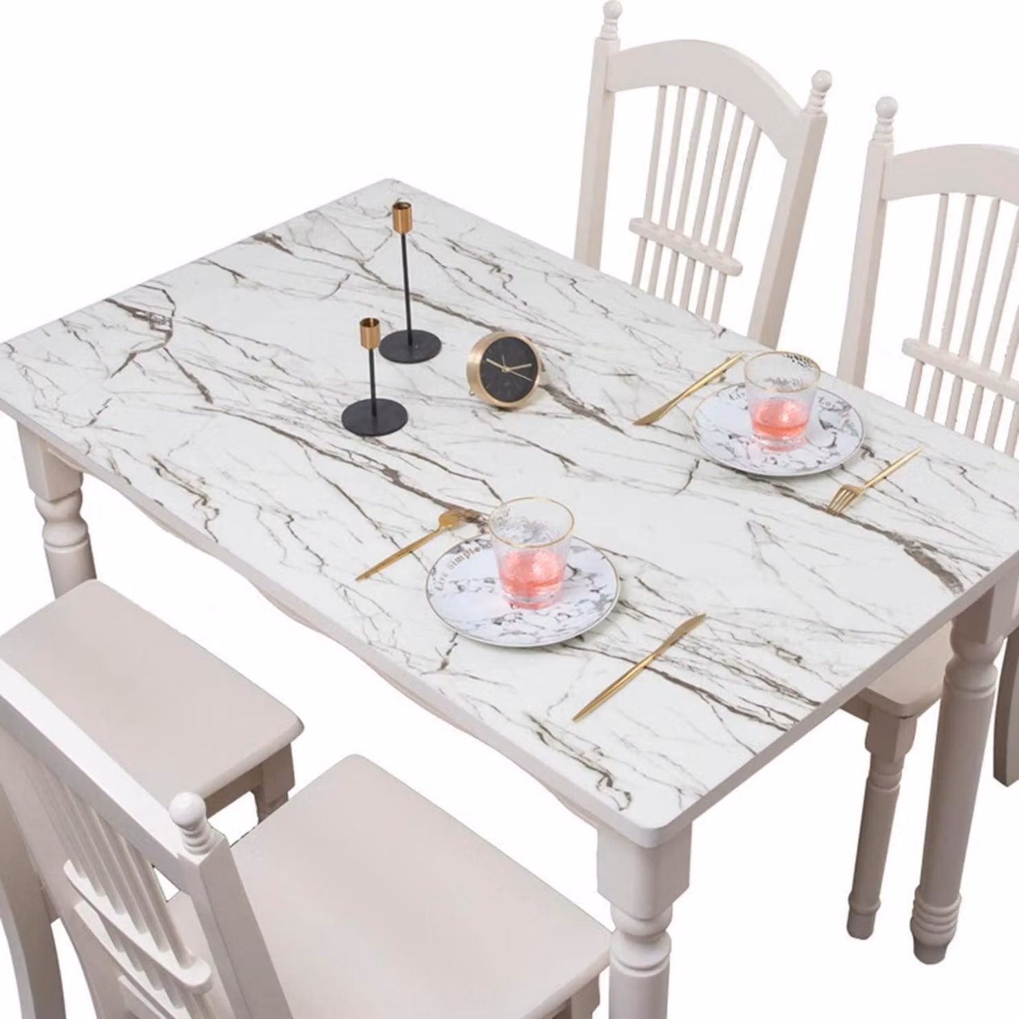 Tovaglia in PVC, impermeabile, colore bianco, motivo pietra, 80 x 140 cm