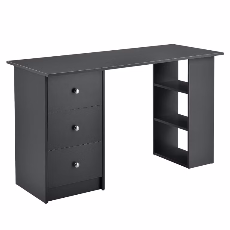 In And OutdoorMatch Scrivania Ollie - Con 3 cassetti - 120x49x72 cm - Grigio scuro - Truciolare - Design elegante
