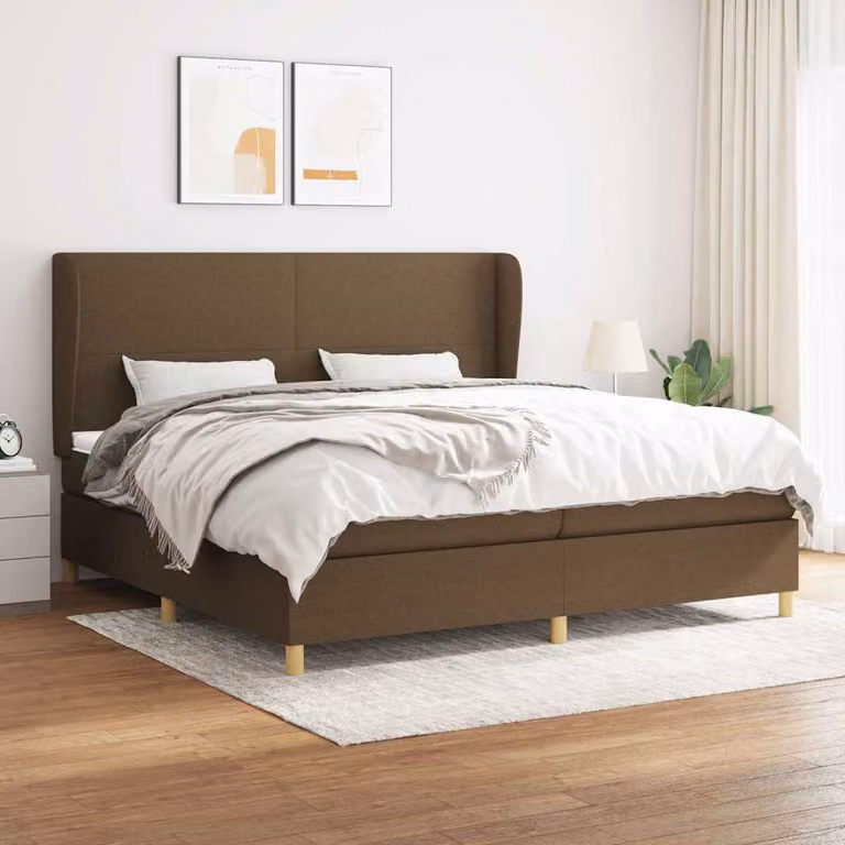 vidaXL Letto Ibrido con Giroletto a Molle e Materasso in Tessuto Marrone e Bianco L/P/H: 200 x 200 x 25 cm