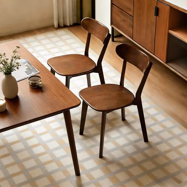 Sedie da pranzo WISHDOR in legno massello stile Mid-Century, colore noce – 1