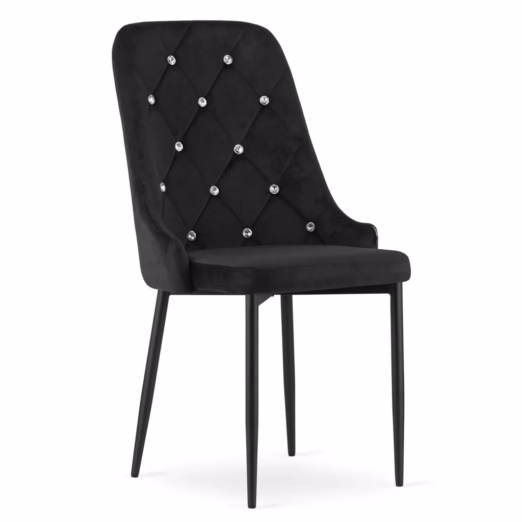 Set di 2 sedie Valora REMI moderne in velluto nero con gambe in metallo – 2