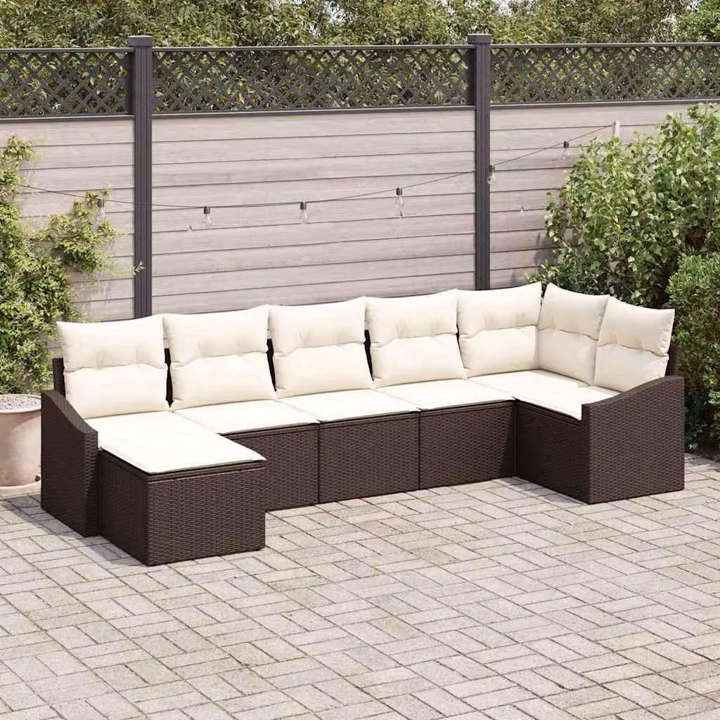 Maison Exclusive - Set di divani componibili, 7 pezzi, color marrone [Materiale sintetico]: rattan sintetico