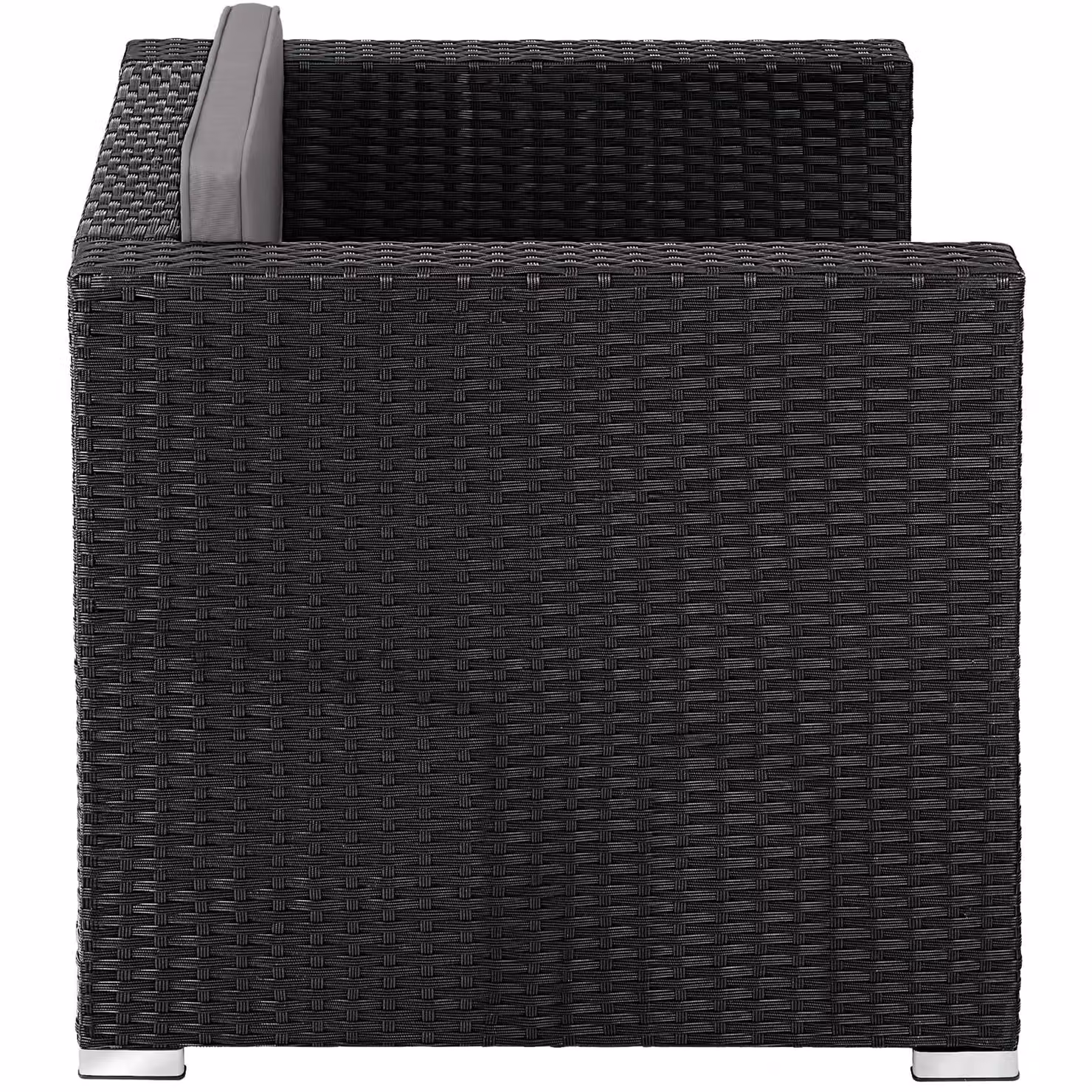 Poltrona moderna in rattan e metallo TecTake GmbH colore nero opaco per giardino, balcone o terrazza, L/P/H: 70 x 69 x 65 cm