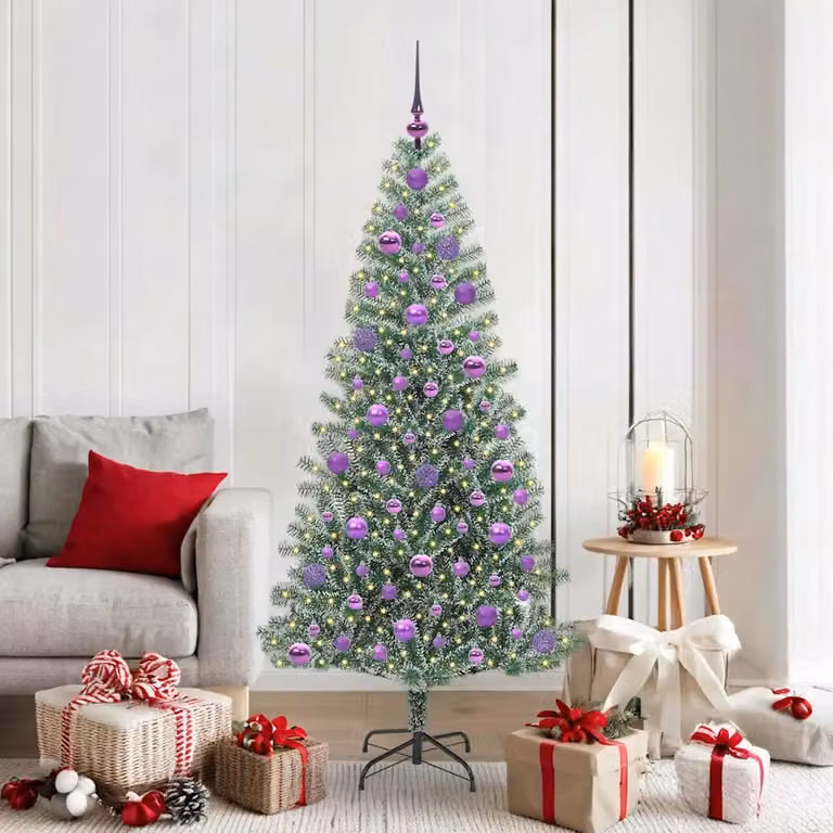 vidaXL Albero di Natale Artificiale Imbiancato con Luci LED 180 cm