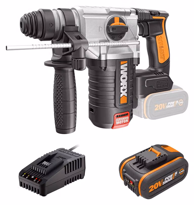 WORX WX380.1, trapano avvitatore a percussione a batteria da 20V, sistema PowerShare