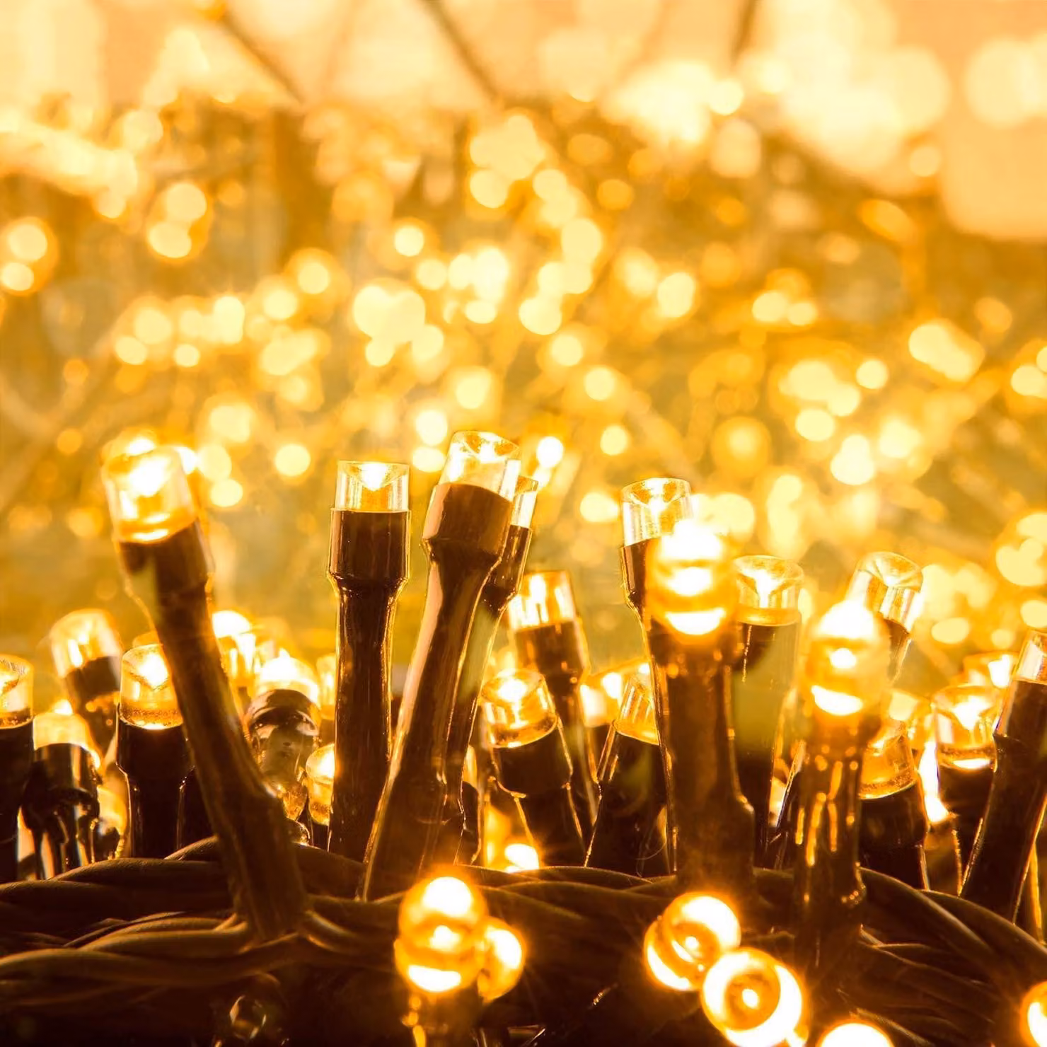 Catena luminosa a LED, 10 metri, 100 LED bianco caldo, grado di protezione IP44, 8 modalità
