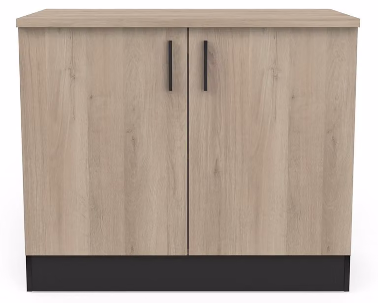 Mobiletto da cucina con 2 ante, ripiano regolabile, dimensioni 100x60x85 cm, colore nero opaco