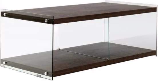 Mobile Porta TV Elementary in Vetro Temperato e Legno Marrone