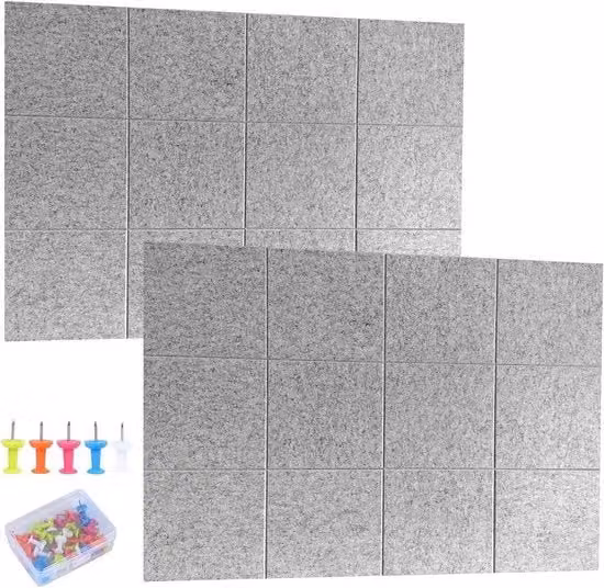 Veloce adesivo per bacheca - Autoadesivo - 24 pezzi - Grigio - 30x30 cm