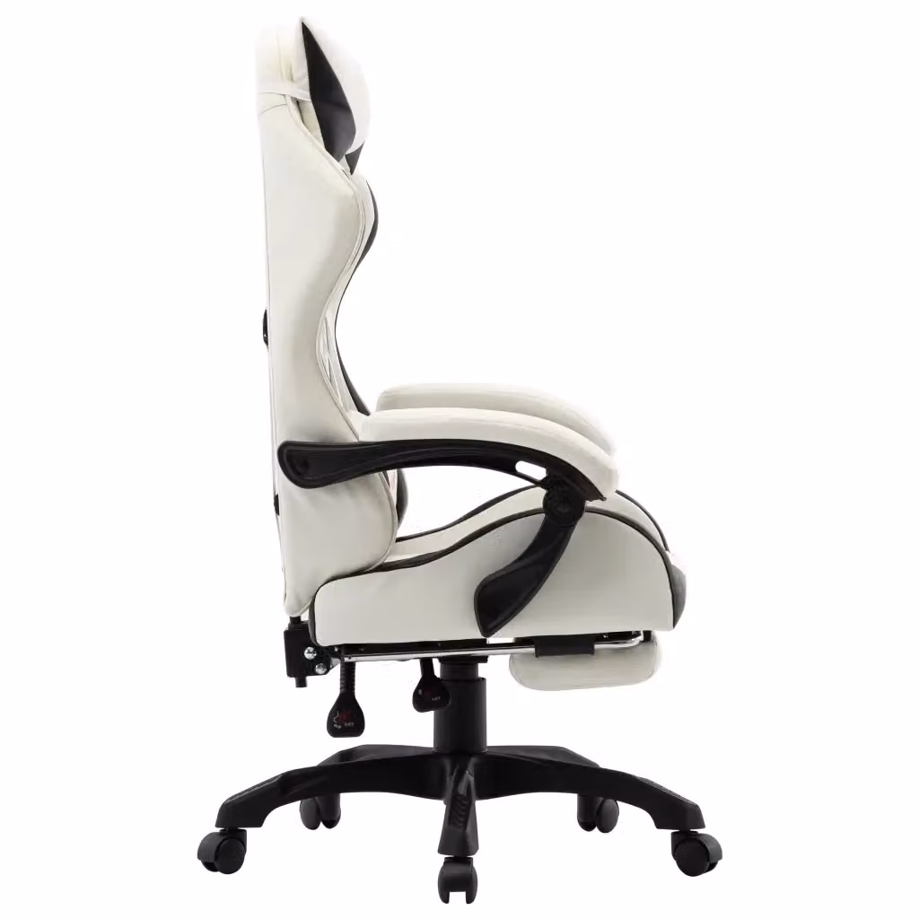 Sedia da Gaming vidaXL Nera e Bianca in Similpelle con Poggiapiedi e Schienale Regolabile – 2