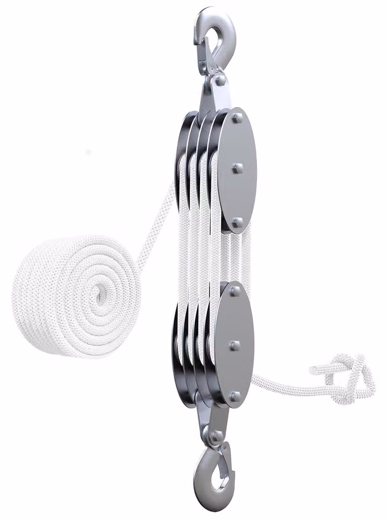 Piccole gru a fune da 2000 kg, complete di 20 metri di corda in nylon e sistema di bloccaggio