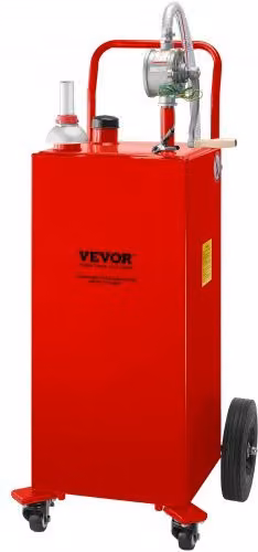 VEVOR Contenitore per Carburante da 132 litri con 4 Ruote e Pompa di Trasferimento Manuale, Serbatoio per Benzina e Diesel, Colore Nero e Rosso