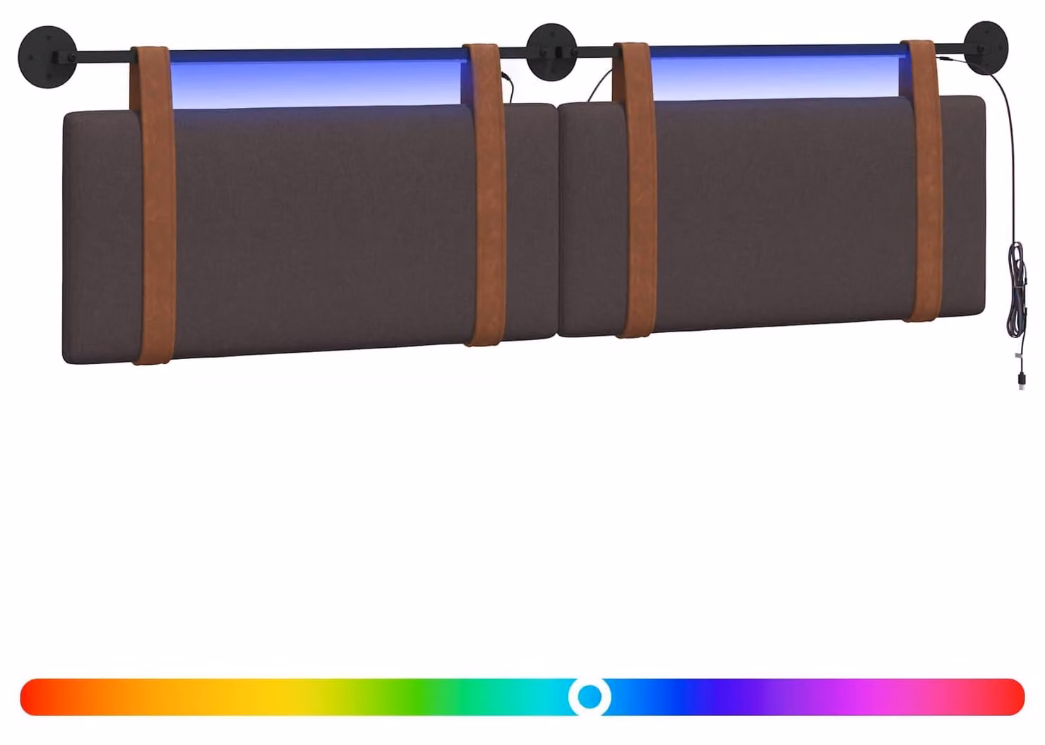 Testiera sospesa Con luce LED Marrone ScuroPoliuretanoAntico