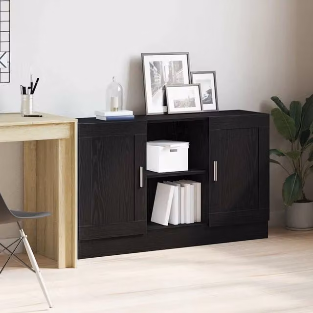 Credenza Buffet Moderna vidaXL in Legno Rovere e Nero L/P/H: 120 x 30,5 x 70 cm – 1