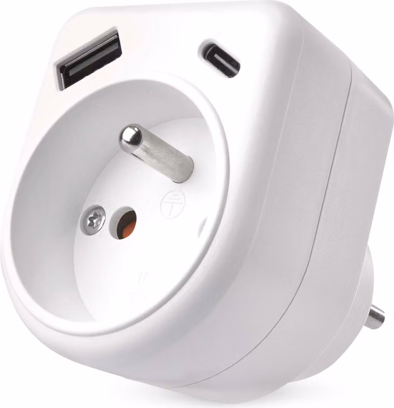 Presa EMOS con porta USB-A e USB-C, max. 3 A/15 W, adattatore per uso interno (IP20), bianco, 250 V/16 A/3680 W, P0074