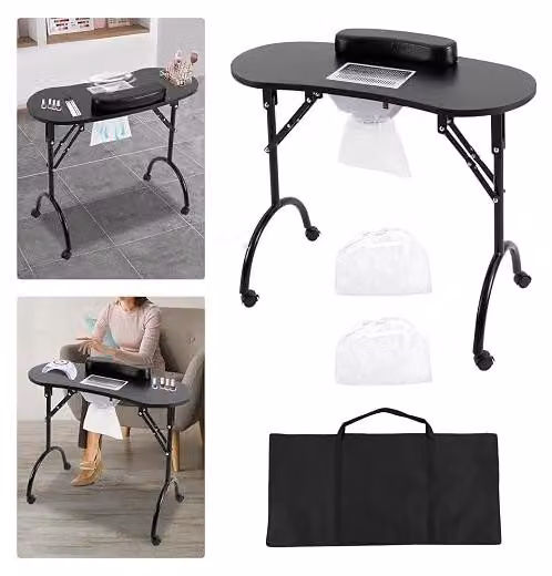 Tavolo pieghevole per manicure con aspirazione. Tavolo portatile per unghie. Tavolo portatile per manicure con ruote. Tavolo da manicure mobile. Tavolo professionale per estetista con sistema di ventilazione, ideale per saloni di bellezza e centri benesse