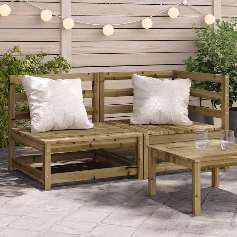 vidaXL Divano da Giardino a 2 Sedute in Legno di Pino Trattato Marrone con Cuscini