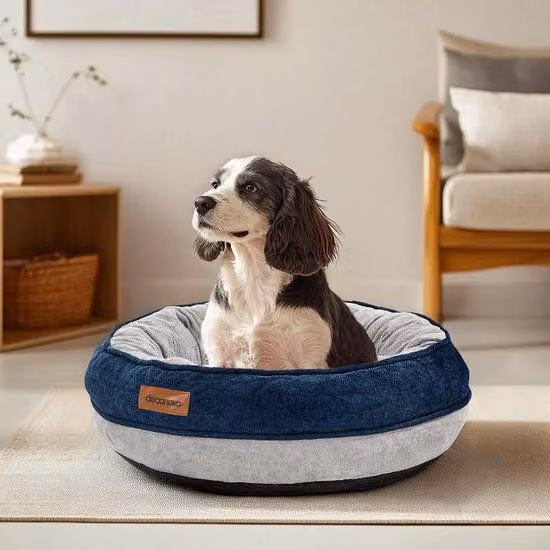 Cuccia ortopedica rotonda per cani, 61 cm, blu navy