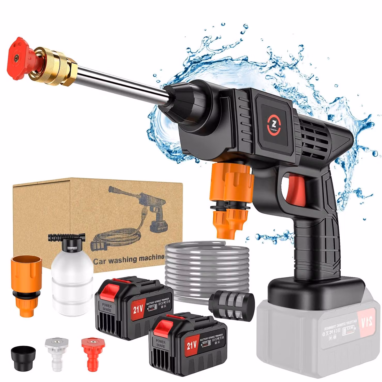 Idropulitrice – Pistola di pulizia senza fili – Compatibile con batteria Makita da 18V – Portatile – 2 batterie incluse – Elevata potenza – Ideale per il lavaggio auto