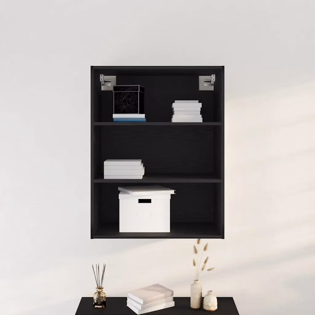 vidaXL Mobiletto da parete moderno in nero con ripiani interni L: 69,5 cm, P: 32,5 cm, H: 90 cm