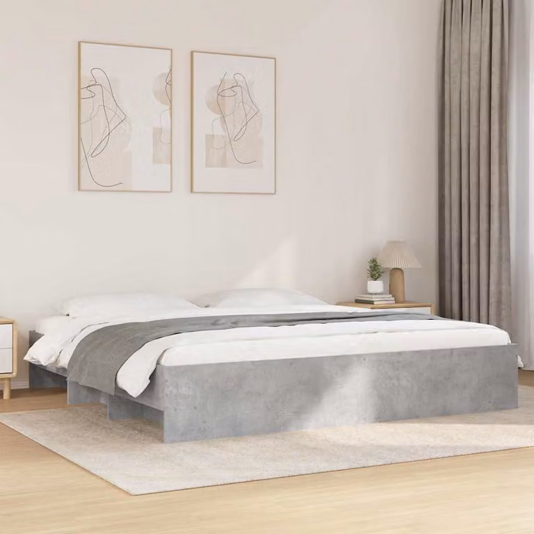 vidaXL Giroletto Grigio in Legno Multistrato e MDF con Compartimenti Laterali 200x200 cm