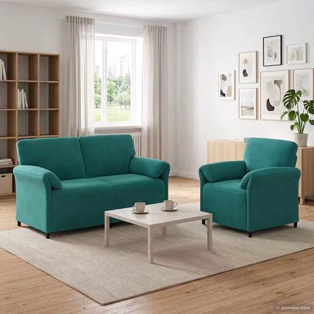 Set di divani 2 pz Turchese Velluto 3424909