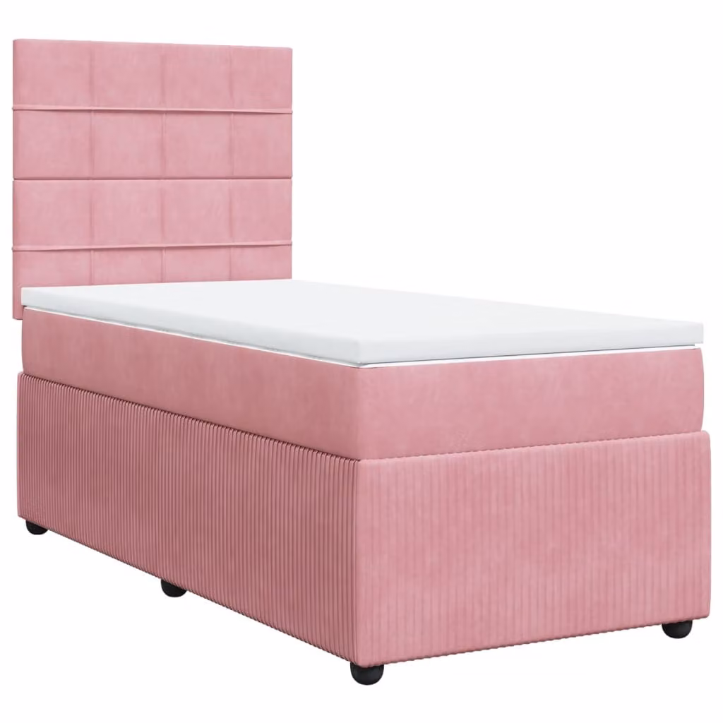 Giroletto a Molle con Materasso Rosa 100x200 cm in Velluto