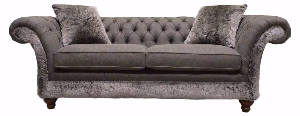 Chesterfield Sofa 3 Sitzer Polster Couch Klassische Stoff Couchen Textil