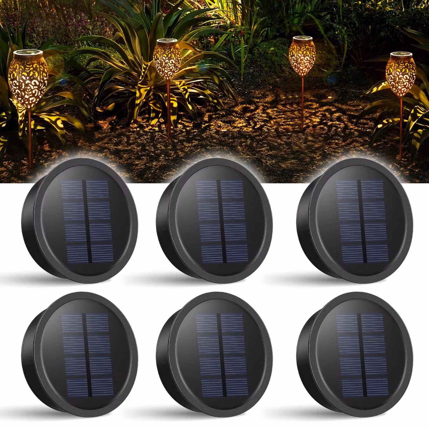 6 pezzi di ricambi per illuminazione solare, 600mAh, LED da 15 lumen