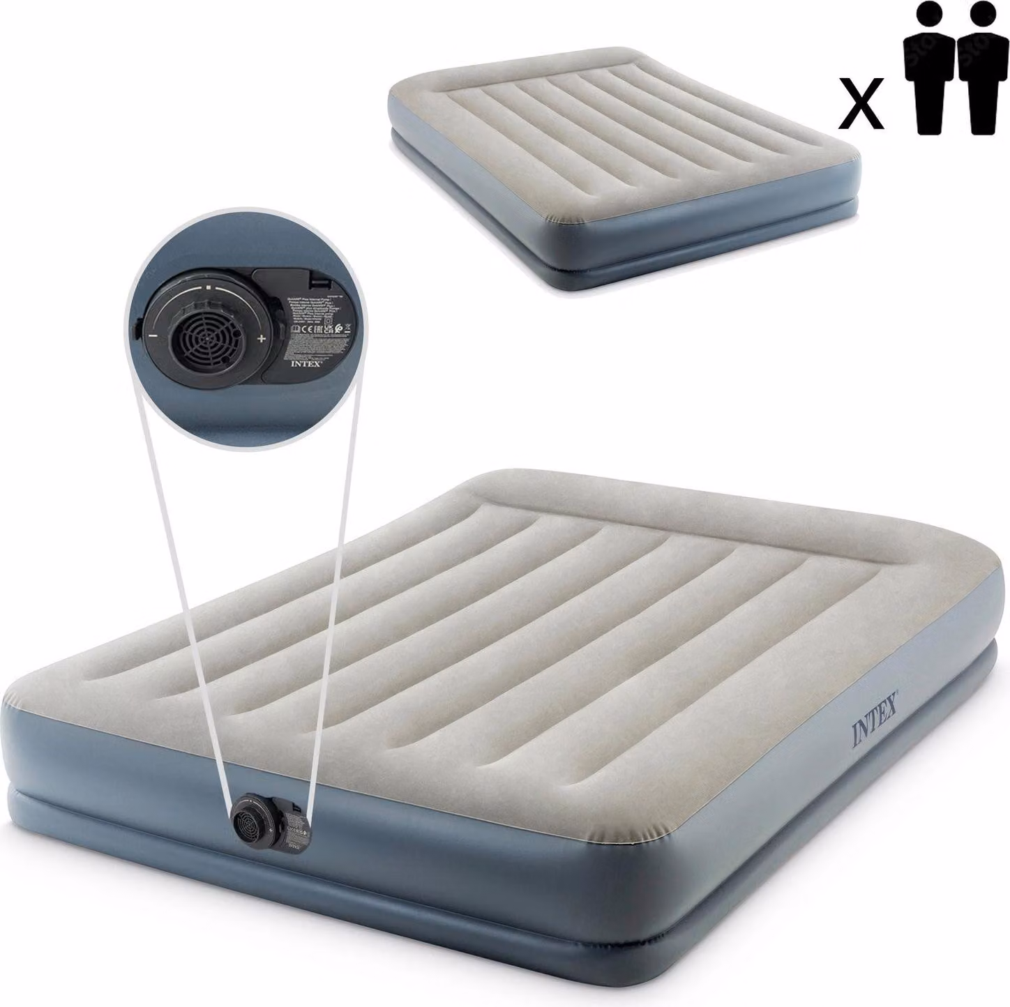 Materasso Gonfiabile Gonfiabile 203x152 cm con Pompa Doppia Intex 64118ND