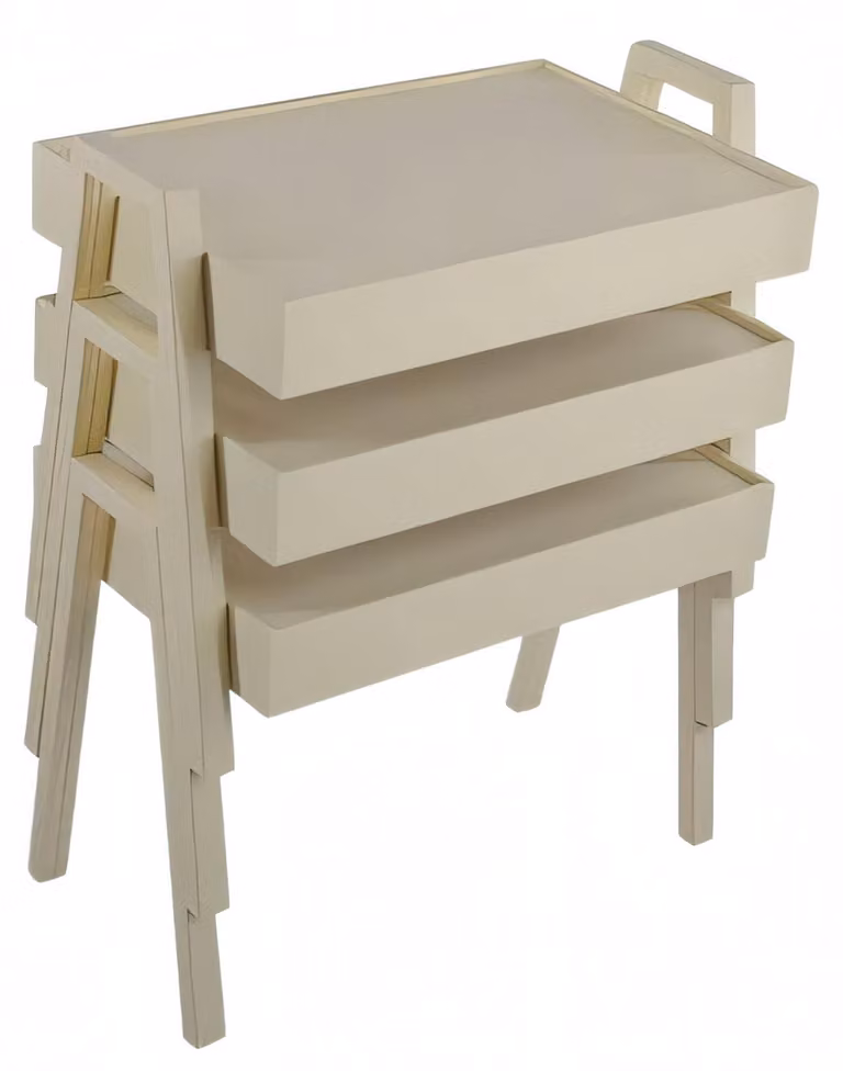 Weiße Holz Couchtisch-Set modern elegant für Wohnzimmer
