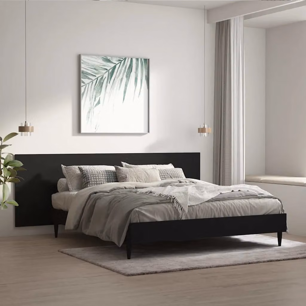 Testiera per Letto vidaXL in Legno Ingegnerizzato Nera L: 240 cm, P: 1,5 cm, H: 80 cm