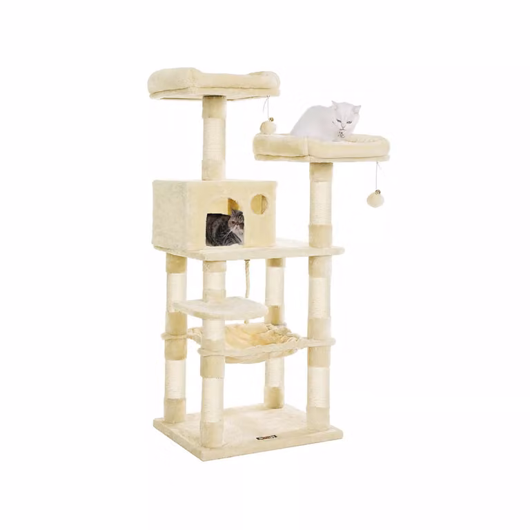 In And OutdoorMatch tiragraffi Tyrique - 143cm - Gioco per gatti - Per gatti - Color crema - Morbida amaca da letto per gatti - Adatto a piccoli gattini
