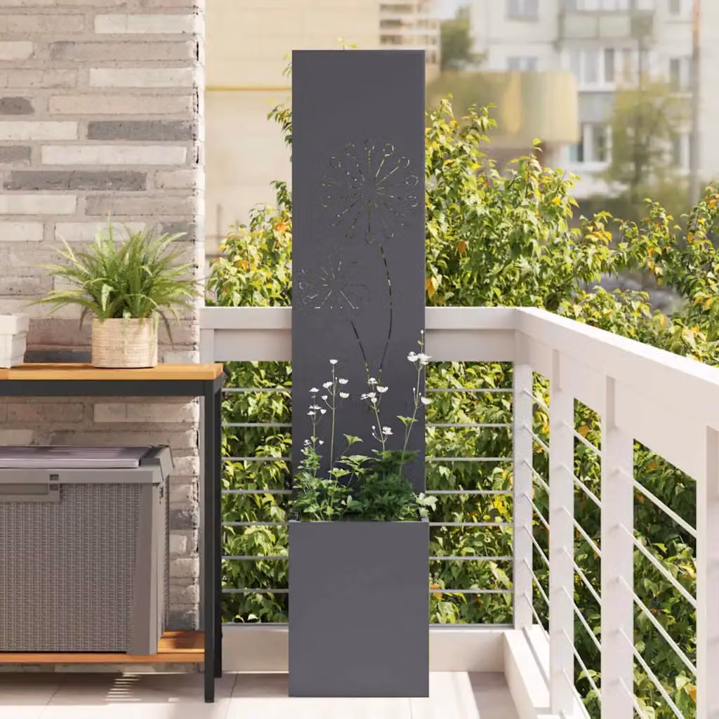 vidaXL Paravent per privacy in giardino in acciaio Antracite L/P/H: 32 x 32 x 150 cm