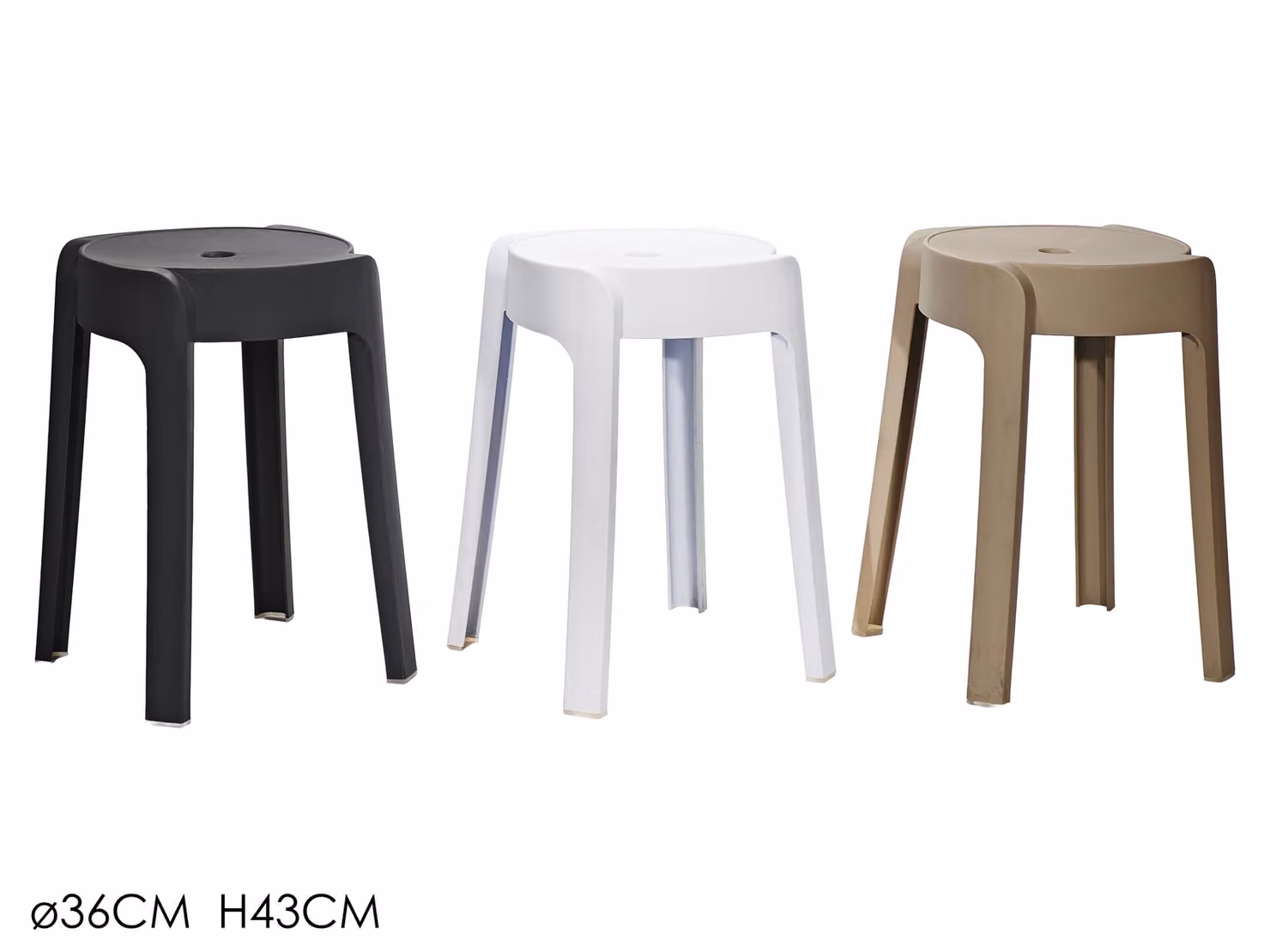 Sgabello moderno VESTIAMO CASA in polipropilene nero, diametro: 33 cm, altezza: 46 cm – 1
