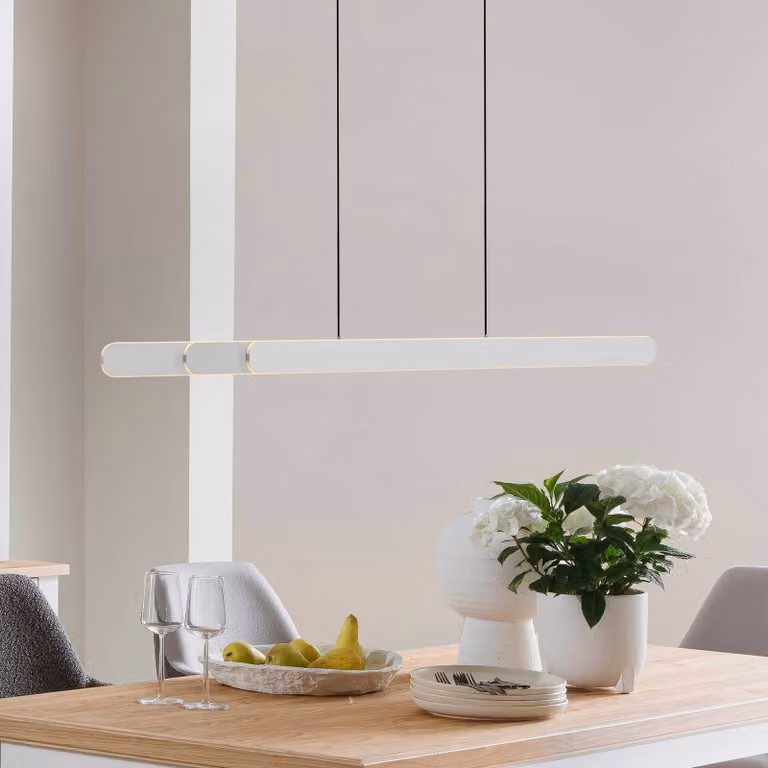 Schöner Wohnen Lampada a sospensione ADRIANA ROUND, dimmerabile, Bianco / Opale, Soggiorno / Sala da pranzo, Alluminio, Moderno, Lampada a sospensione