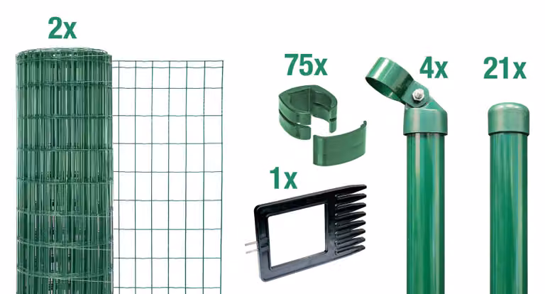 Alberts 668969 Fix-Clip Pro come set completo di recinzione, da fissare nel calcestruzzo, verde, altezza 122 cm, lunghezza 50 m